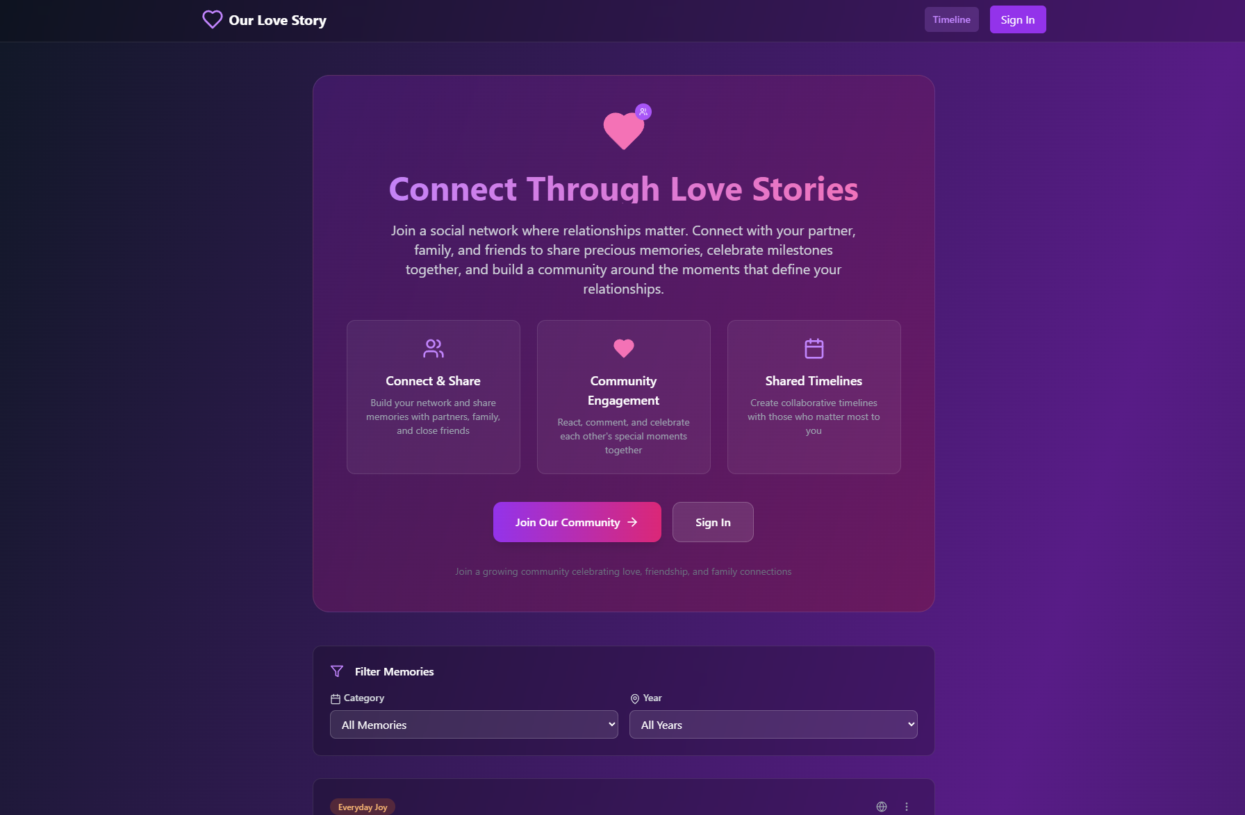 Our Love Story Website Screenshot